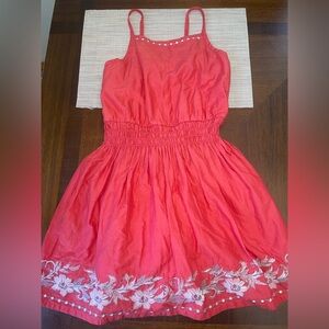 American Girl Red Sundress Girls Size 14 Embroidered Floral Summer Dress